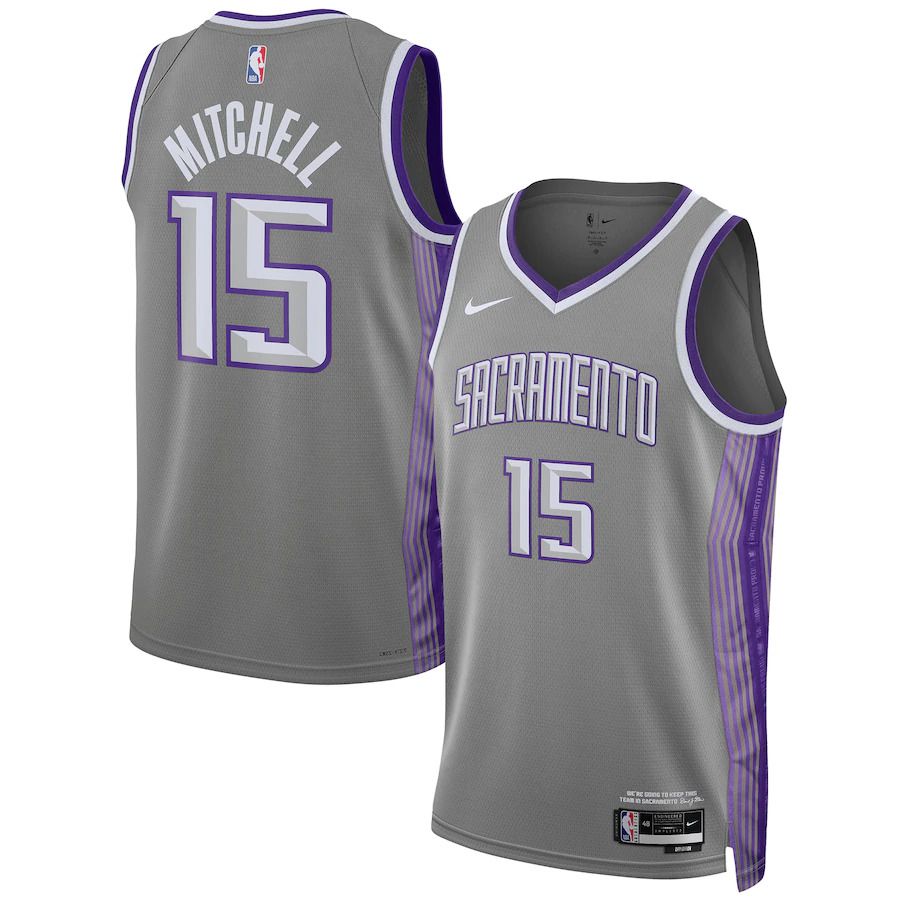 Men Sacramento Kings 15 Davion Mitchell Nike Anthracite City Edition 2022-23 Swingman NBA Jersey